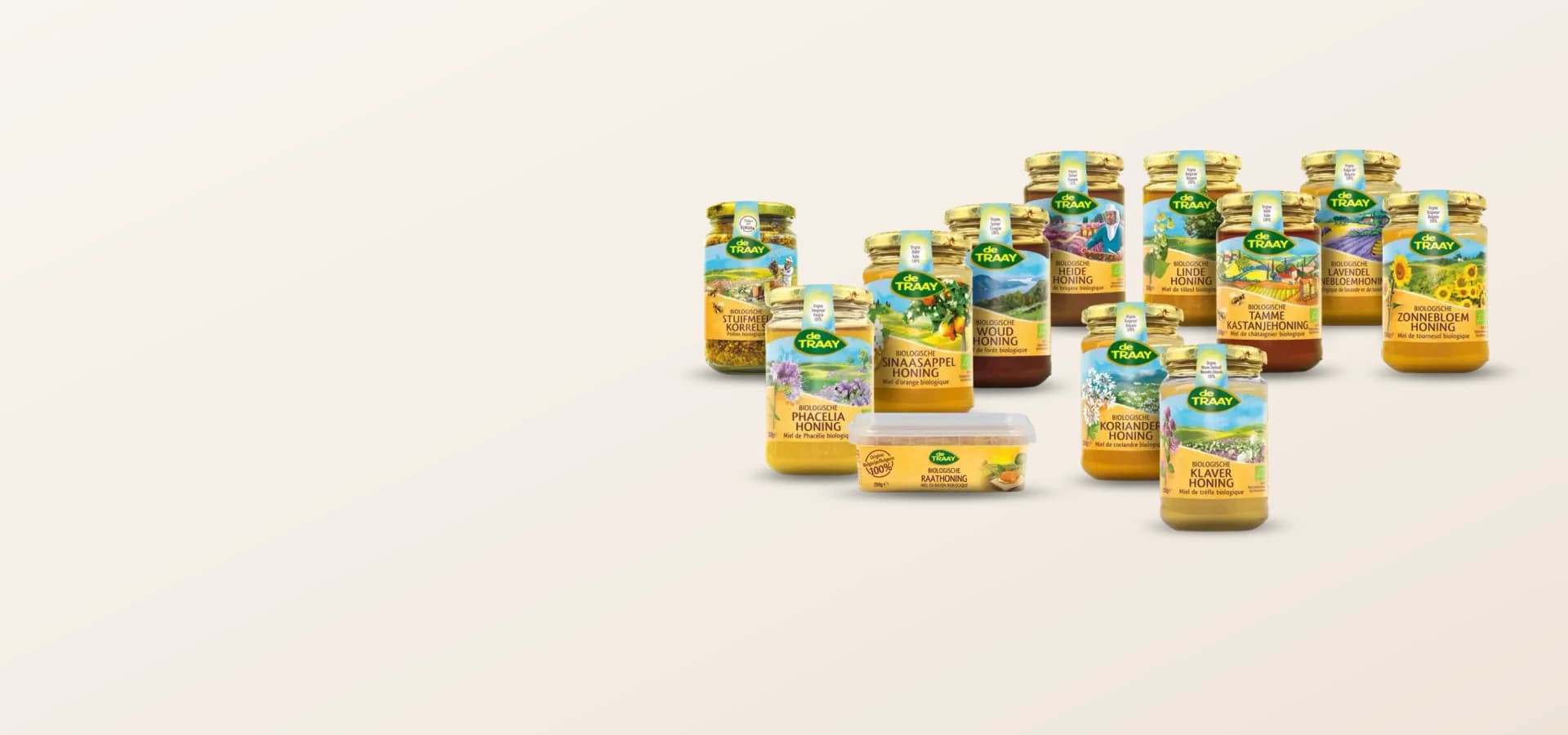 Potten biologische honing van De Traay bij De Notenman