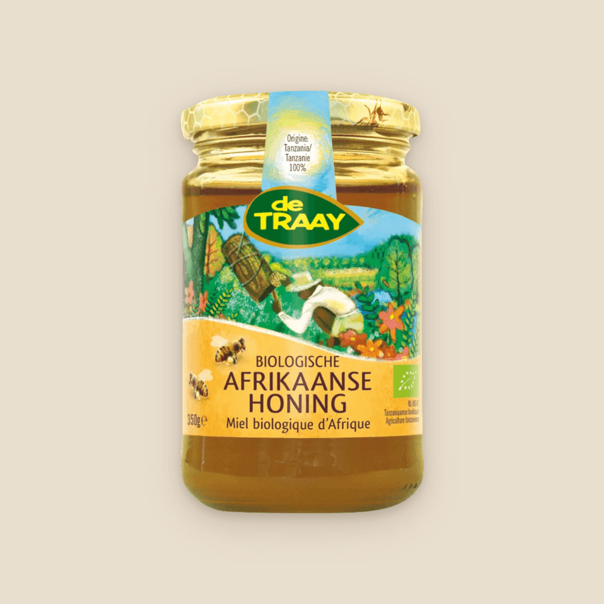 Pot Afrikaanse honing van De Traay, vooraanzicht